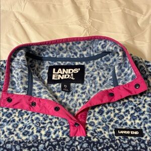 Lands' End Pink and Blue Leopard Fleece
